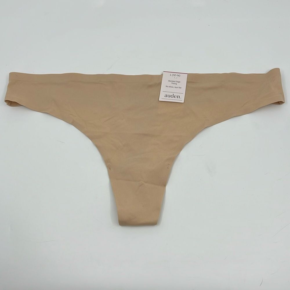 NWT Auden Bonded Edge No Show Lays Flat Beige Thong Size Large (12-14)
